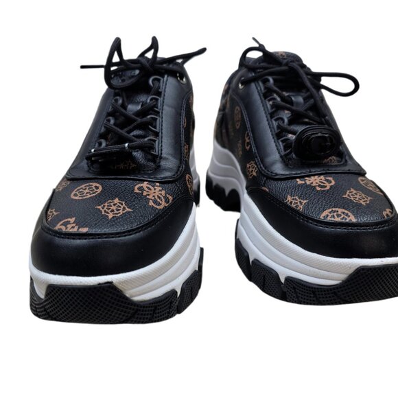 GUESS Women’s Bria Chunky Logo Sneaker Size 8 Black 4G Monogram Platform - Picture 6 of 13